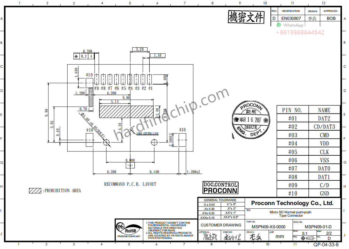 MSPN09-X0-0000 Proconn ,MSPN09-X0-0000 datasheet