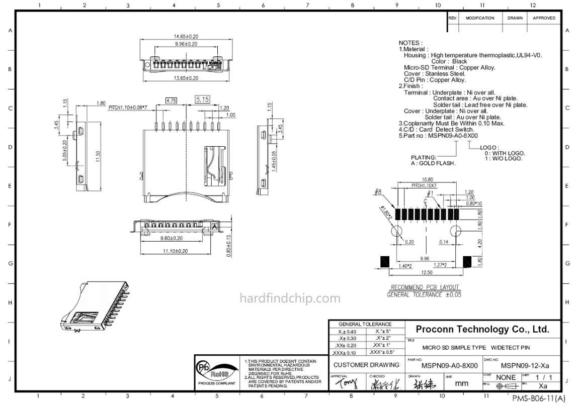 MSPN09-A0-8X00 Proconn ,MSPN09-A0-8X00 datasheet